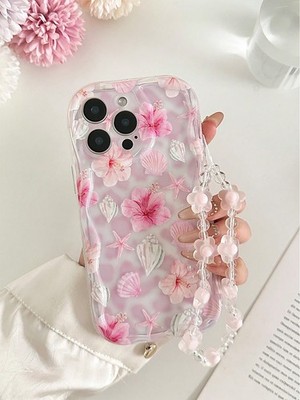 Xiaomi Redmi 10C Pink Hibiscus Floral Seashell Starfish Case With Beaded