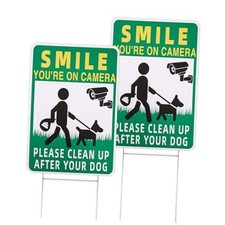 2pcs Clean Up After Your Dog Sign with Stake, Ultraviolet Protected 