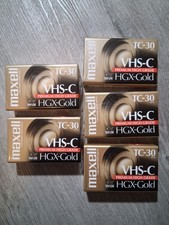 5X LOT Maxell TC-30 HGX-Gold Premium High Grade VHS-C Camcorder Tapes Sealed NEW