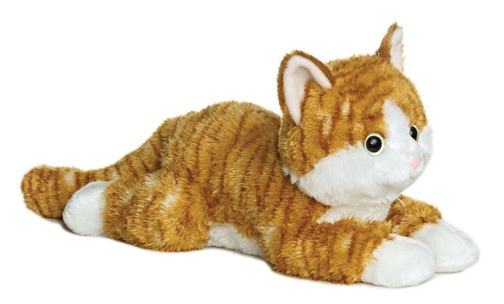CAT SOFT TEDDY BEAR TOY AURORA FLOPSIES PLUSH CUDDLY 12"" GINGER TABBY KIDS NEW