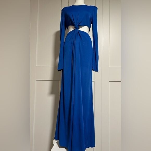 Farm Rio Blue Knot Cut Out Maxi Dress Medium Blue