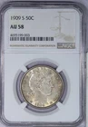 1909-S Barber Half Dollar 50C NGC AU58