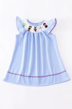 Boutique Princess Frozen Elsa Ana Olaf Sleeveless Smocked Dress