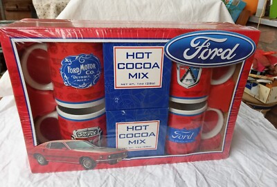 Ford Motors  Four Mug Cacoa Gift Box / 4 Kakao Becher Set  OVP 2014  Gescheckbox