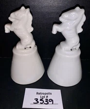 2 UNICORN Ceramic BELL Figurines Vintage 