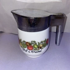 Gemco Corning Ware Corelle Spice of Life Pot a Creme Milk Glass Pitcher 
