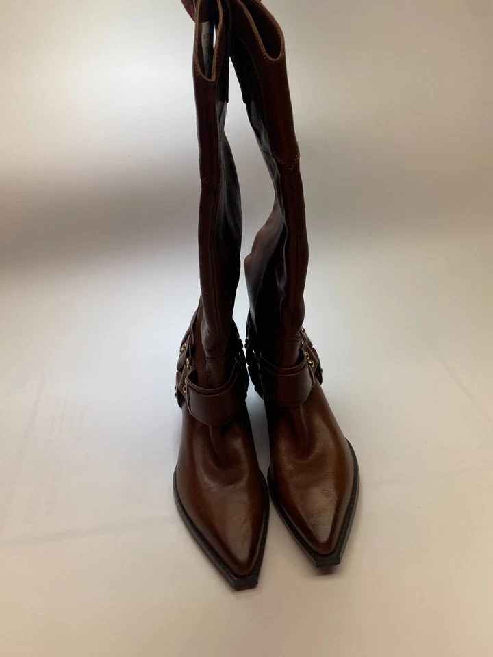 Botas Marc Fisher LTD para mujer de rally de cuero con correa y ojal marrón occidental talla 7 Foto 2 de 4