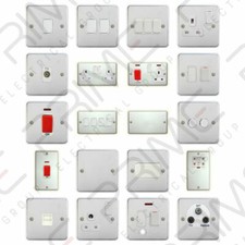 Deta Decorative Polished Chrome Switches & Sockets White Inserts -Matching Range