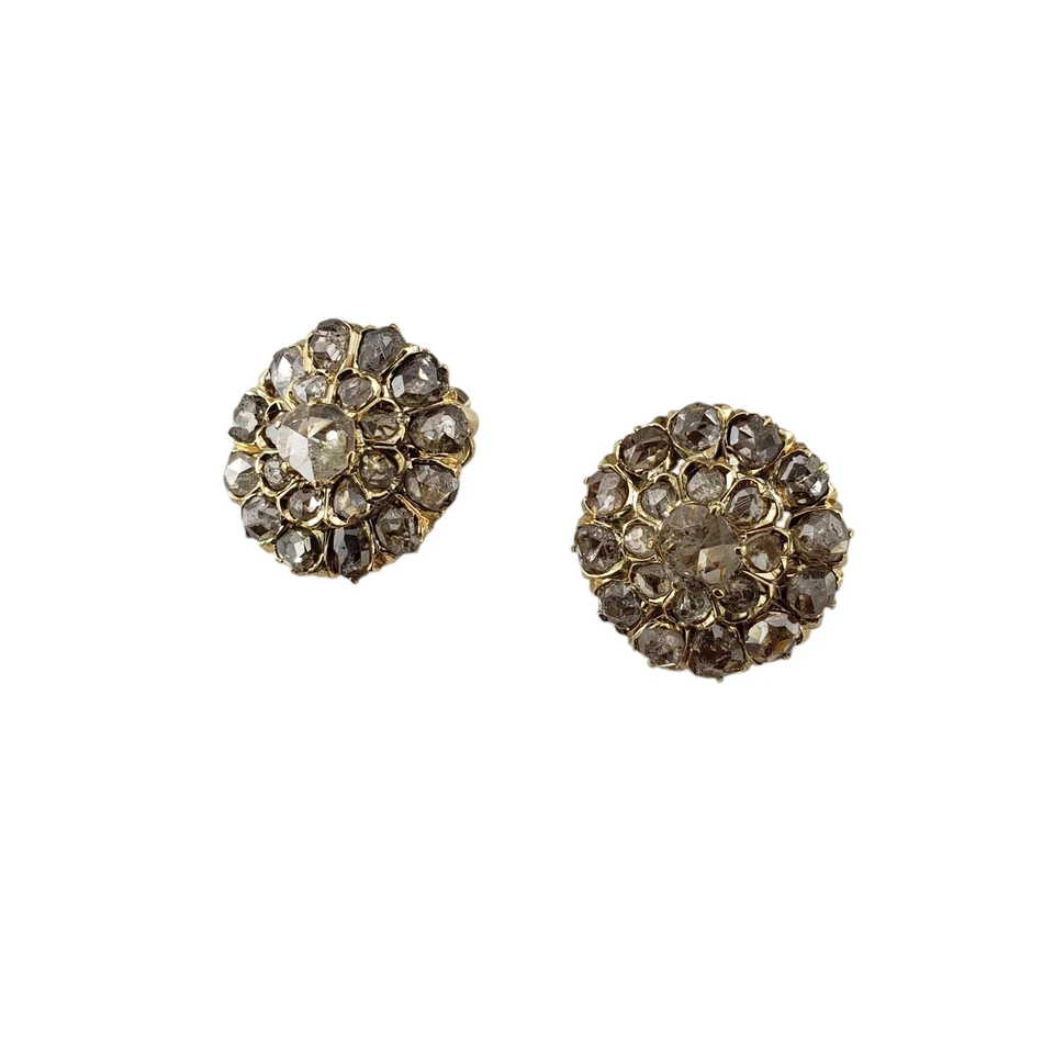 14 Karat Yellow Gold and Rose Cut Diamond Clip-On Earrings #20108 - Image 3 of 4