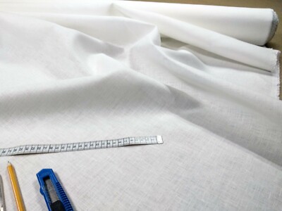 Pure 100% Natural Washed Linen Soft Fabric 110gsm European flax White