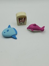 Iwako Eraser Lot of 3 Tiny / Miniature Rubber Figures B109BgX