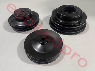 Black Steel BBC Big Block Chevy LWP 396 Power Steering Long Water Pump Pulley