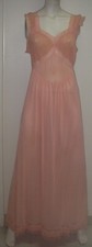 Vintage Harvey Woods Negligee Lingerie Nightgown Peach Nylon Sweetheart Neckline