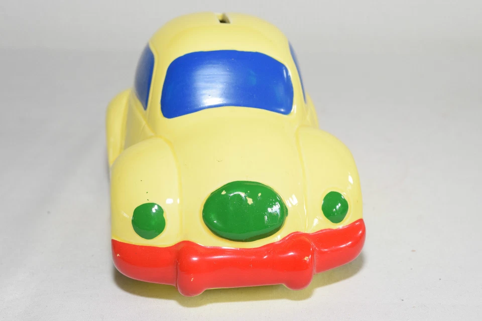 MONEYBOX SALVADANAIO CERAMICA VW VOLKSWAGEN BEETLE KAFER GIALLO QUASI COME NUOVO - Immagine 3 di 4