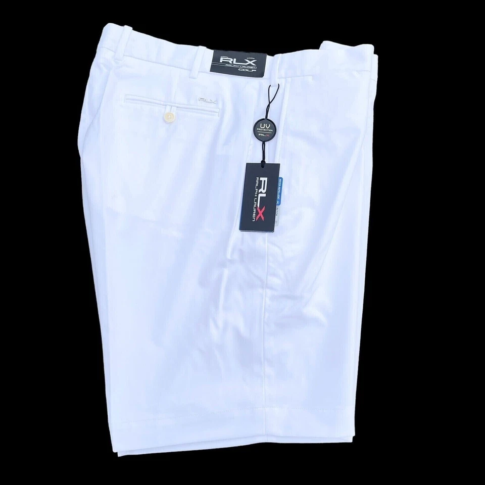 Shorts de golfe RLX Ralph Lauren ajuste clássico tamanho 34 desempenho elástico branco - Imagem 2 de 4