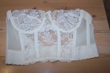 Fleur De Lace Smoothie Strapless Bra VINTAGE Corset Bustier Sheer Lace USA 36A