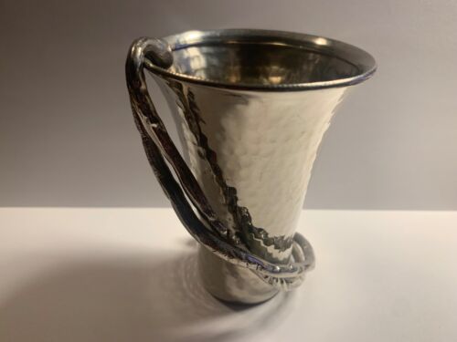 MICHAEL ARAM SILVER TONE HAMMERED VASE 4 INCHES TALL