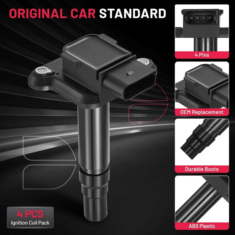 4 bobinas de ignição para 00-04 Audi A6 Quattro 00-02 Audi A8 Quattro 4.2L V8 - Imagem 2 de 4