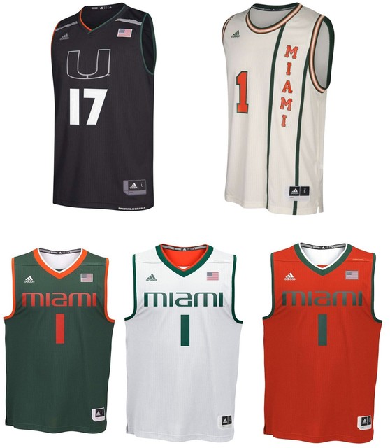 Adidas Men's NCAA Miami Hurricanes Basketball Jersey Number 1617 NEW