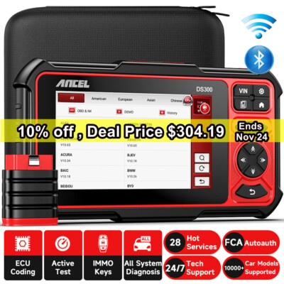 ANCEL DS300 Car OBD2 Scanner Bi-directional Scan Tool Full System E-CU Coding  