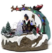 Allgala Christmas House Collectable Décor House Fountain Lights Music XH93434
