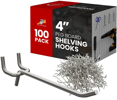 100 PC PEG Board Hooks 4 inch Pegboard Hooks 4'' Length Wholesale Lot