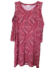 Michael Kors Red Paisley Cold Shoulder Dress Size XL Stretchy Scuba Knit