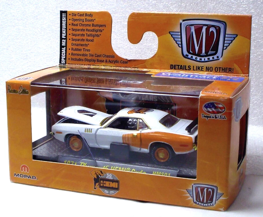Máquinas M2 Gold Chase 50 años de Hemi 1971 Plymouth Hemi Cuda 1:64 diecast Foto 3 de 3