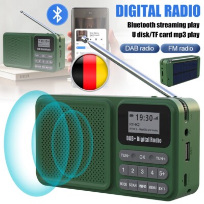 Solar Portable DAB DAB+ Digital Radio FM Rechargeable Bluetooth Music Player LCD