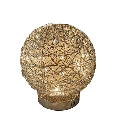 Moderne Halogen Tischleuchte Alissa Alu-Drahtgeflecht Kugelleuchten Tischlampe - Bild 8 von 15