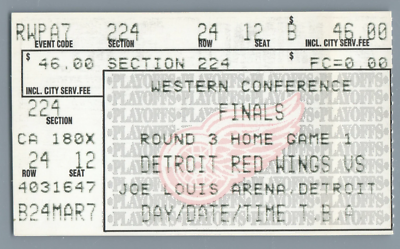 Slava Kozlov 2PG#22&23 Joe Sakic PG#31 Rd3 Gm3 Ticket Stub 5-19 
