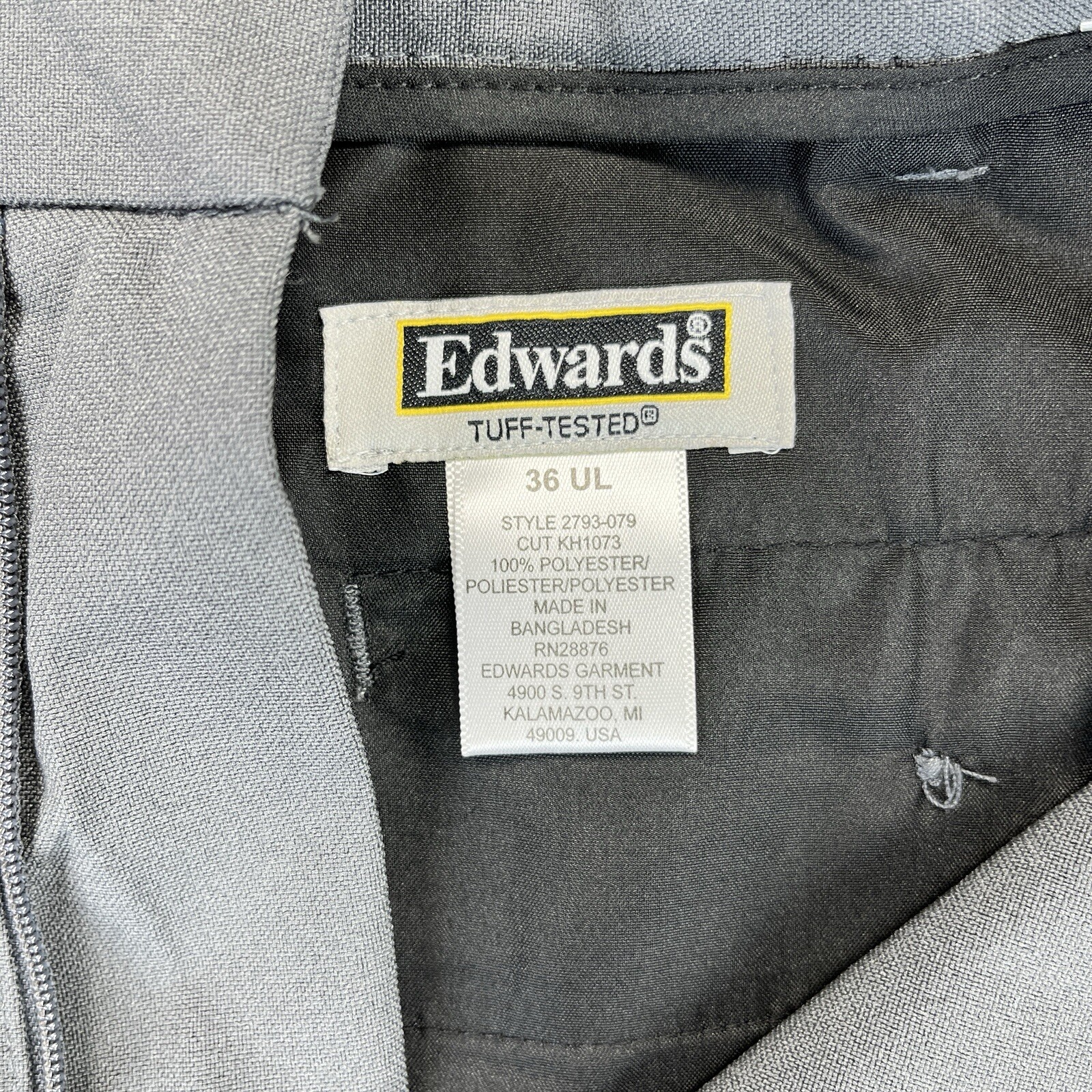 Edwards Men 36 Tuff-Tested Essential Easy Fit Gray Office Slacks