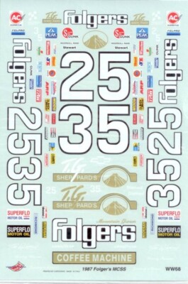 Wetworks WW68 #25/#35 Folgers Chevy Benny Parsons/Tim Richmond Nascar decal
