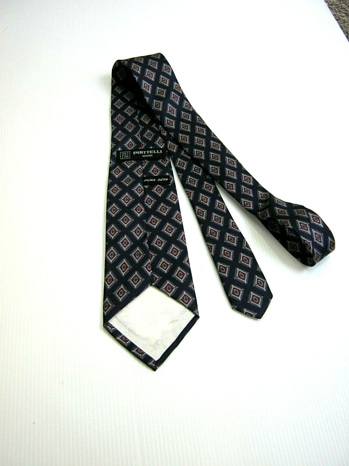 Cravate SETISSIMA 100% Soie Fabriqué En Italie - Bleu Motif Floral (Occasion)