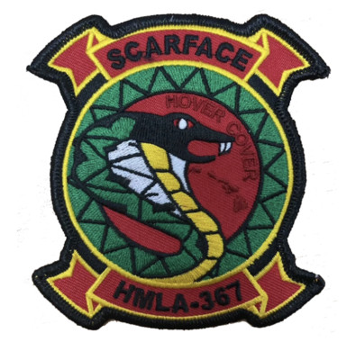 4'' MARINE CORPS HMLA-367 SCARFACE HOVER COVER EMBROIDERED PATCH