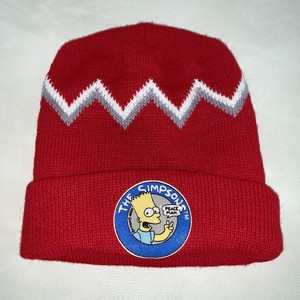 Simpsons Bart Peace Man Beanie Hat Red 