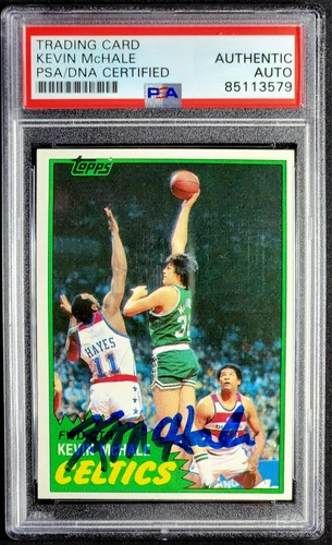 1981-82 Topps #E75 Kevin McHale RC CELTICS Rookie ON CARD AUTO PSA Authentic 