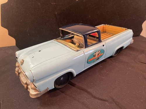 RARE Vintage 1956 BANDAI FORD LAST LONGER Ranchero Pickup Truck Tin Friction Car