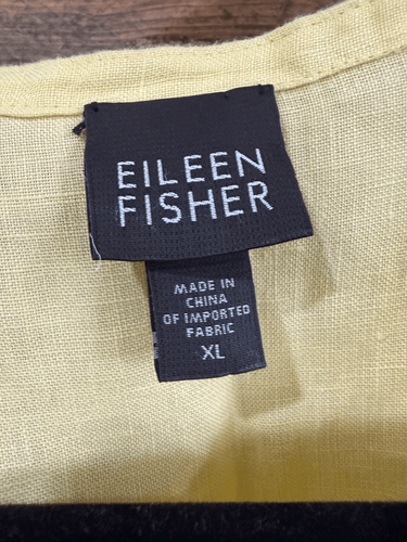 Eileen Fisher yellow linen button front tunic shirt boho lagenlook sz XL - Picture 2 of 7