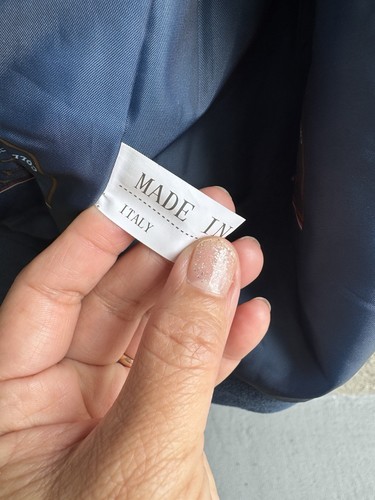 Giacca uomo F Collections pelle scamosciata blu foderata logo zip davanti taglia XL - Foto 9 di 12