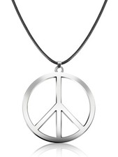Tatuo 1 Piece Metal Peace Sign Pendant 1960s 1970s Hippie Party Silver