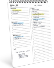 Spiral Daily Planner Notepad 8.5x11" - 52 Sheets for Task Organization