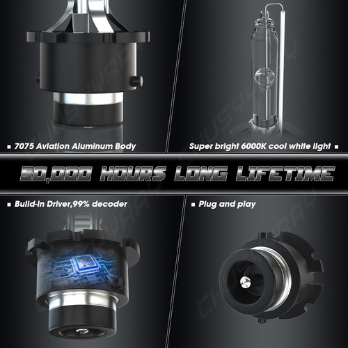 2x D2S HID Headlight Bulbs High/Low Beam Xenon 6000K Super Bright White - Picture 11 of 15