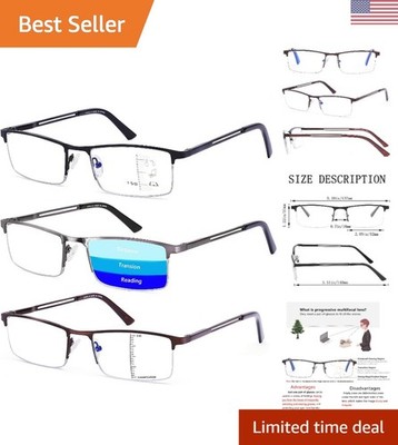 Modern Semi-Rimless Reading Glasses for Men - Blue Light Blocking & Comfort Fit