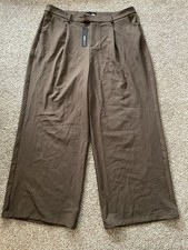 Fashion Nova Size 2XL Esme Wide Leg Trouser Pants BROWN Pleated NEW