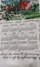 2014 New Kay Dee Calendar Bless Farm Prayer Linen Tea Towel Vintage