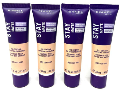 (4) Rimmel Stay Matte Full Coverage Mattifying Foundation NIP 091 - Light Ivory