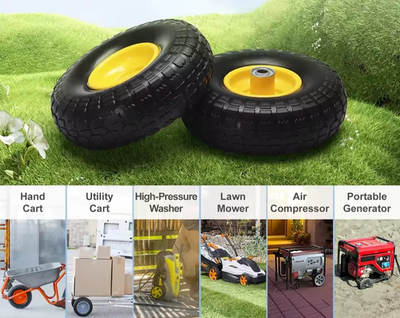 #ad 10quot; Solid PU Run Flat Tubeless Tires Wheels for Garden Cart 2 Pack 400 lbs $28.99