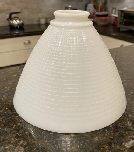 Vintage Milk Glass Waffle Lamp Shade 8" Torchiere Lamp Diffuser 2.25” Fitter