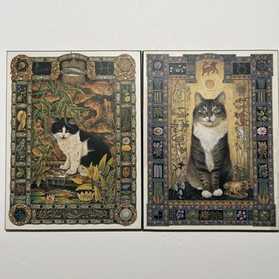 Lesley Anne Ivory Star Cats Zodiac Prints Pisces Taurus Angel Gemma Pair